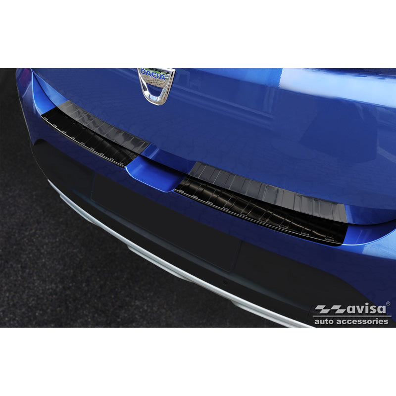 Avisa, Achterbumperbeschermer, Zwart, roestvrij staal, past op Dacia Sandero III 2020-2022 & Facelift 2022- incl. Stepway 'Ribs' (2-delig)