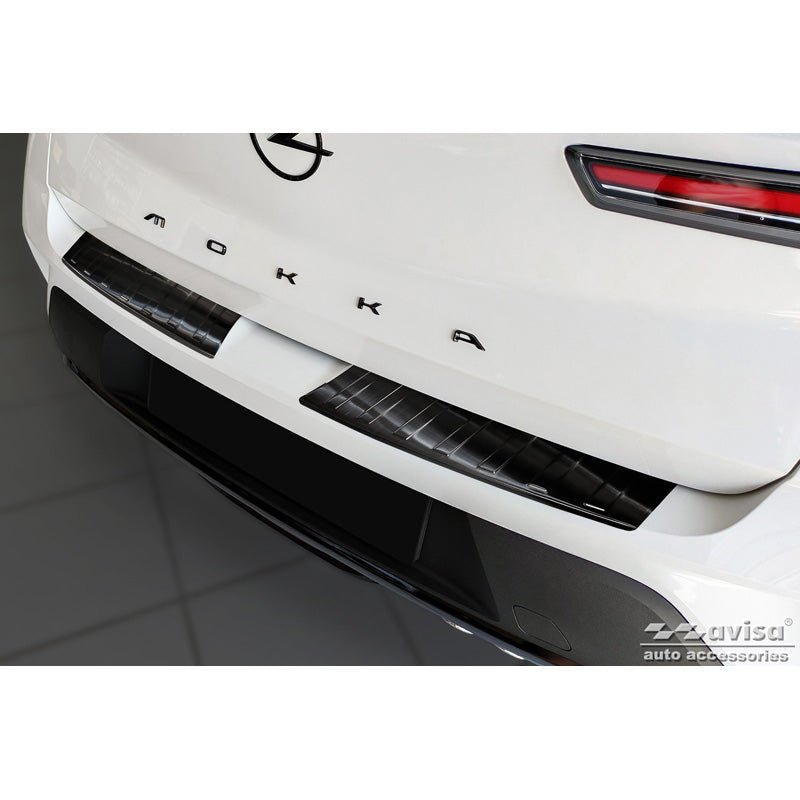 Avisa, Rear Bumper Protector, Black, Stainless Steel, Fits Opel Mokka II 2020- 'Ribs' (2-dele)