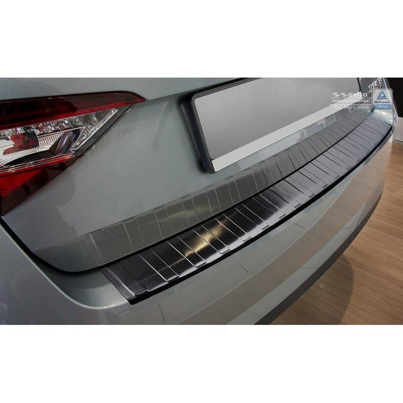 Avisa, Rear Bumper Protector, Black, Stainless Steel, Fits Skoda Superb 3V Liftback 2015- 'Ribs'