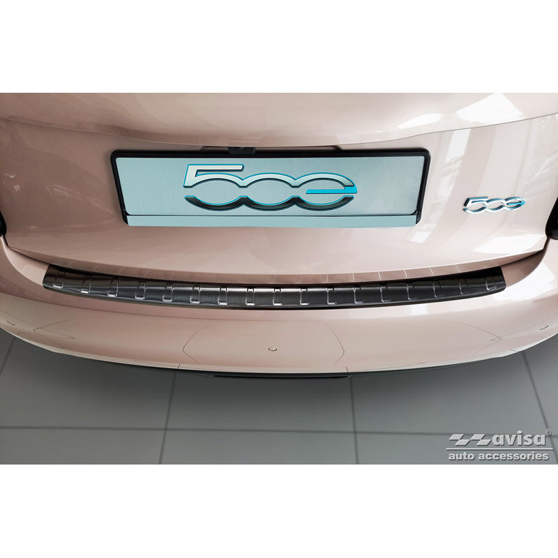 Avisa, Rear bumper protector, Black, Stainless steel, fits Fiat 500e Berlina, 3+1 & Cabrio 3-door 2020- 'Ribs'