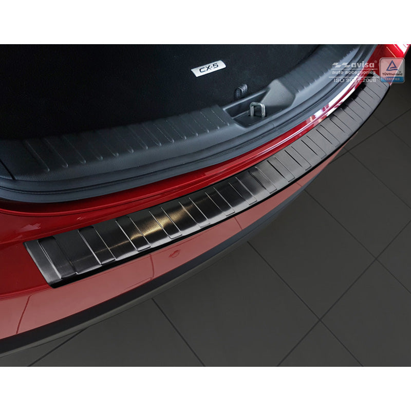 Avisa, Achterbumperbeschermer, zwart, roestvrij staal, past op Mazda CX5 II 2017- incl. Facelift 'Ribs'