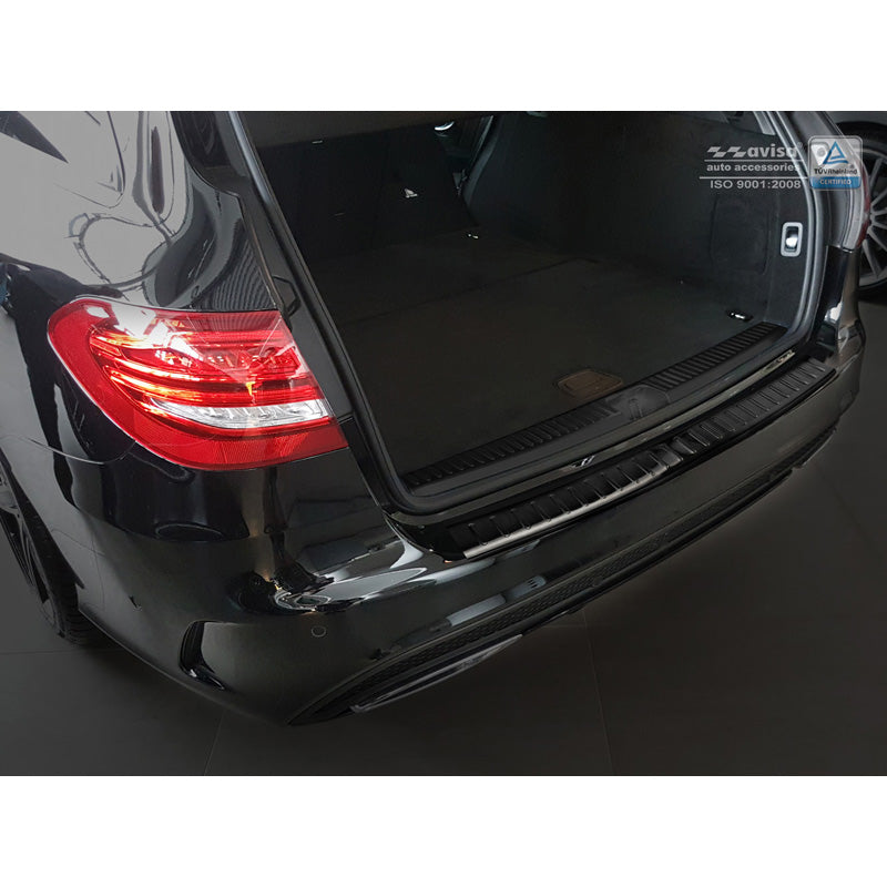 Avisa, Rear bumper protector, Black, Stainless steel, fits Mercedes C-Class W205 Estate 2014-2021 'Ribs'