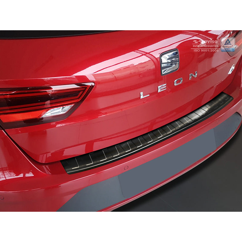 Avisa, Rear bumper protector, Black, Stainless steel, fits Seat Leon (5F) ST 2013-2017 & 2017- 'Ribs'