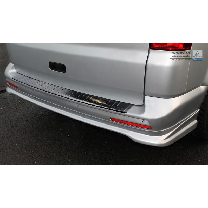 Avisa, protège-bouclier arrière, noir, acier inoxydable, convient à VW Transporter T5 2003-2015 (all) & T6 2015- / FL 2019- (avec portes arrière) 'Ribs'