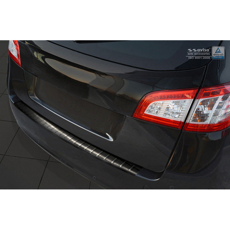 Avisa, Rear bumper protector, Black, Stainless steel, fits Peugeot 508 SW 2011-2018 'Ribs'