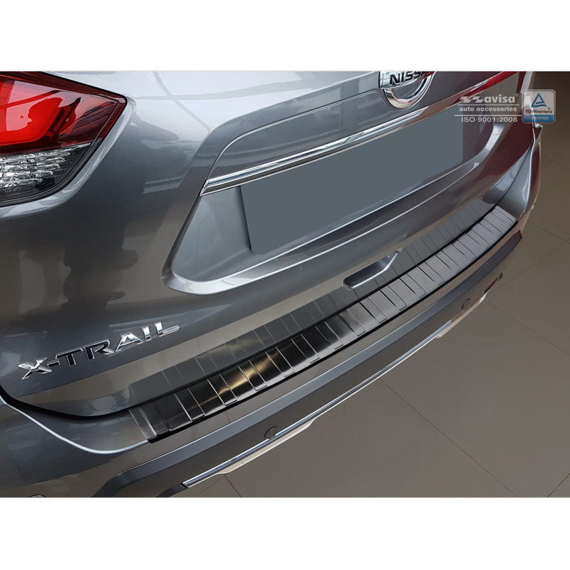 Avisa, Rear bumper protector, Black, Stainless steel, fits Nissan X-Trail III (T32) Facelift 2017-2021 'Ribs'