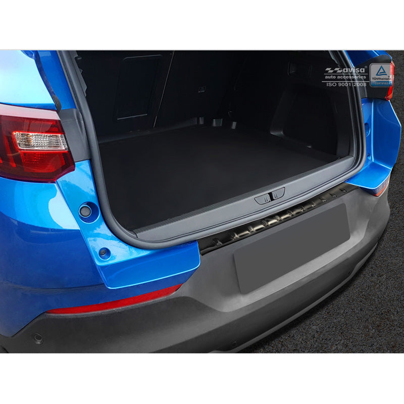 Avisa, protection de pare-chocs arrière, noir, acier inoxydable, compatible avec Opel Grandland X 2017-2021 « Nervures »