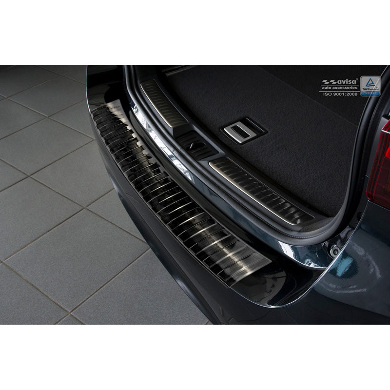 Avisa, achterbumperbeschermer, zwart, roestvrij staal, passend voor Toyota Avensis III Facelift 2015- 'Ribs'
