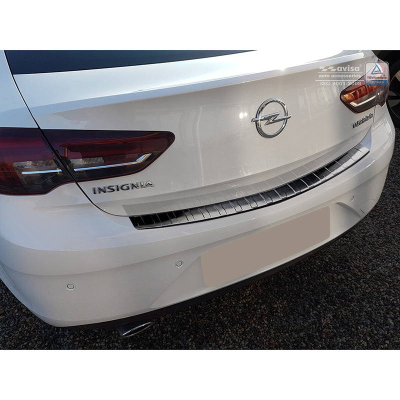 Avisa, Rear bumper protector, Black, Stainless steel, fits Opel Insignia Grand Sport 5-door 2017-2020 & FL 2020- 'Ribs'
