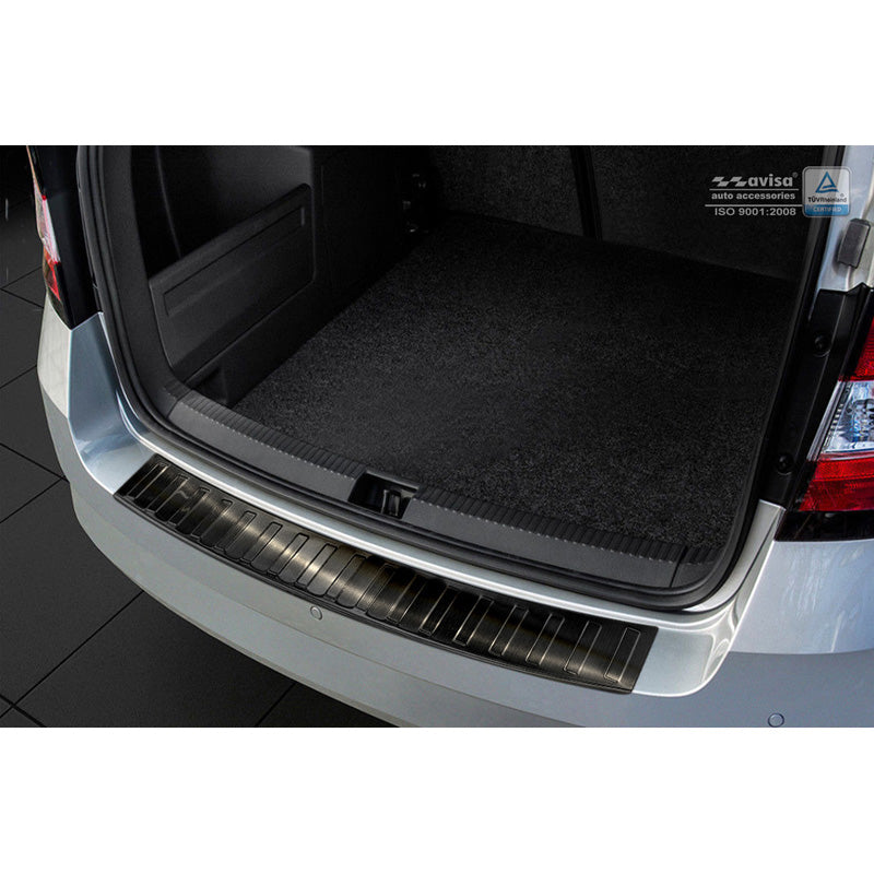 Avisa, Rear bumper protector, Black, Stainless steel, fits Skoda Fabia III Combi 2015- 'Ribs'