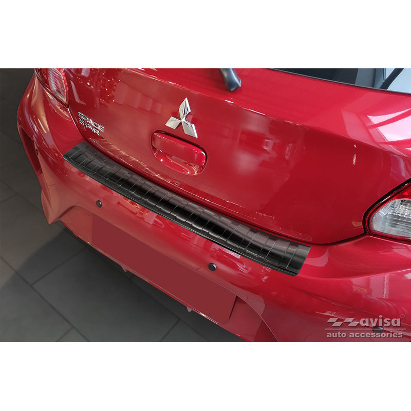Avisa, Rear bumper protector, Black, Stainless steel, fits Mitsubishi Space Star Facelift 2020- 'Ribs'