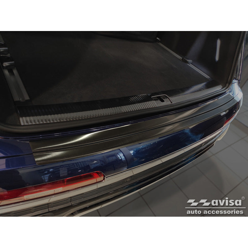 Avisa, Protection de pare-chocs arrière, Noir, acier inoxydable, convient à Audi Q7 (4M) 2015-2019 & FL 2019- incl. S-Line