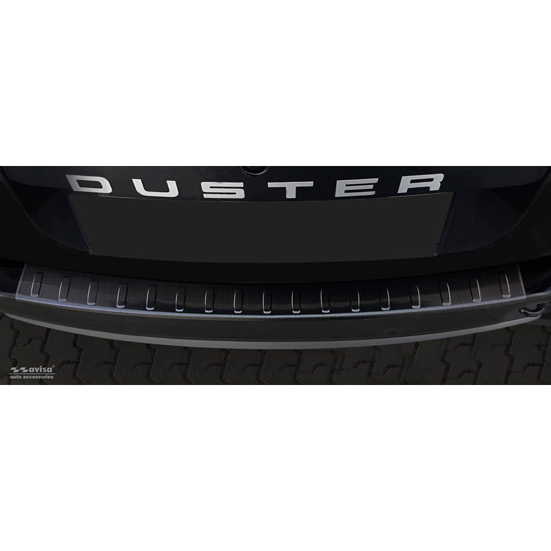 Avisa, protection de pare-chocs arrière, noir, acier inoxydable, compatible avec Dacia Duster 2010-2017 « Nervures »