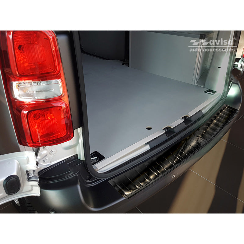 Avisa, achterbumperbeschermer, zwart, roestvrij staal, passend voor Peugeot Expert III & Citroen Jumpy III 2016- 'Ribs'