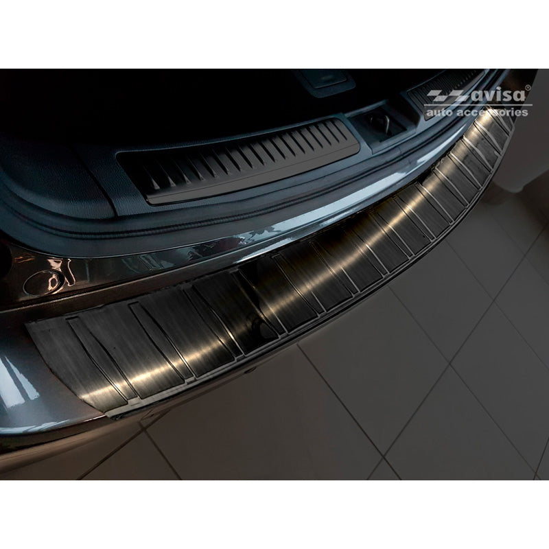 Avisa, protection de pare-chocs arrière, noir, acier inoxydable, compatible avec Mazda 6 III (GJ) Combi 2012- « Nervures » « Long »