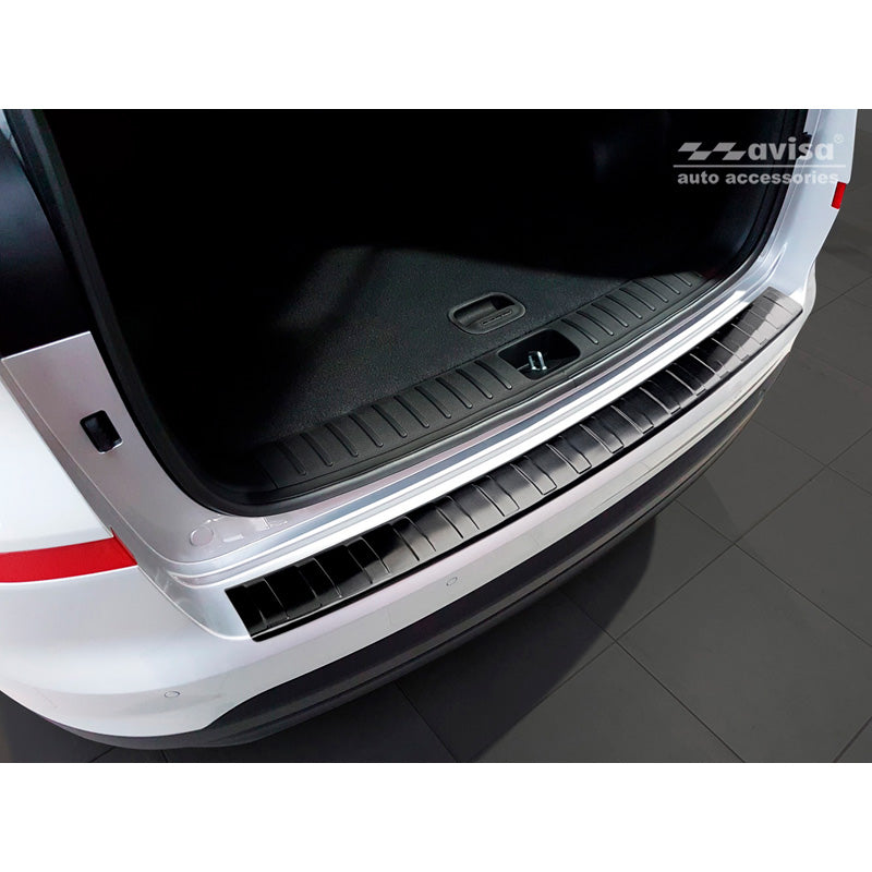 Avisa, Rear Bumper Protector, Black, Stainless Steel, Fits Hyundai Tucson FL 2018- 'Ribs'