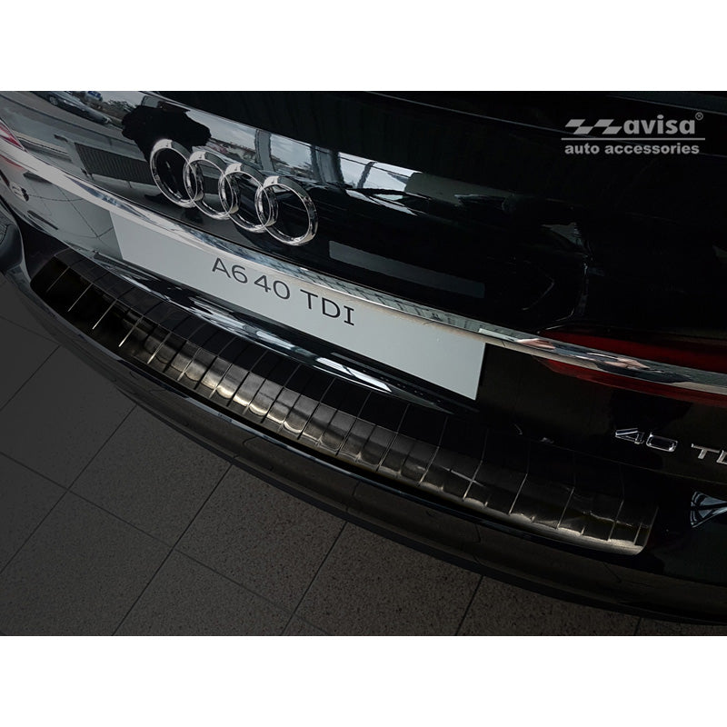Avisa, Rear Bumper Protector, Black, Stainless Steel, Fits Audi A6 (C8) Avant 2018- 'Ribs' incl. S-Line & Allroad