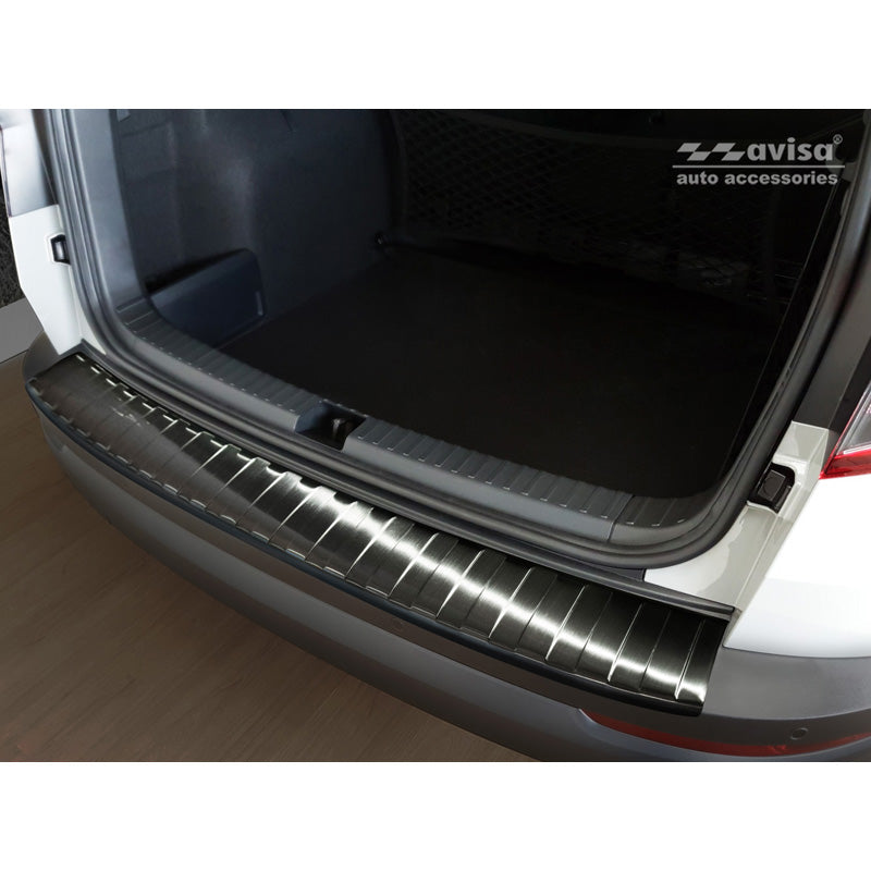 Avisa, Rear Bumper Protector, Black, Stainless Steel, Fits Skoda Karoq 2017-2022 'Ribs'