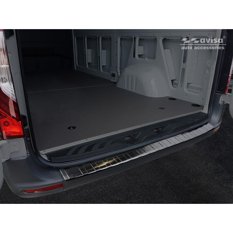 Avisa, Rear Bumper Protector, Black, Stainless Steel, Fits Mercedes Sprinter III 2018- 'Ribs'