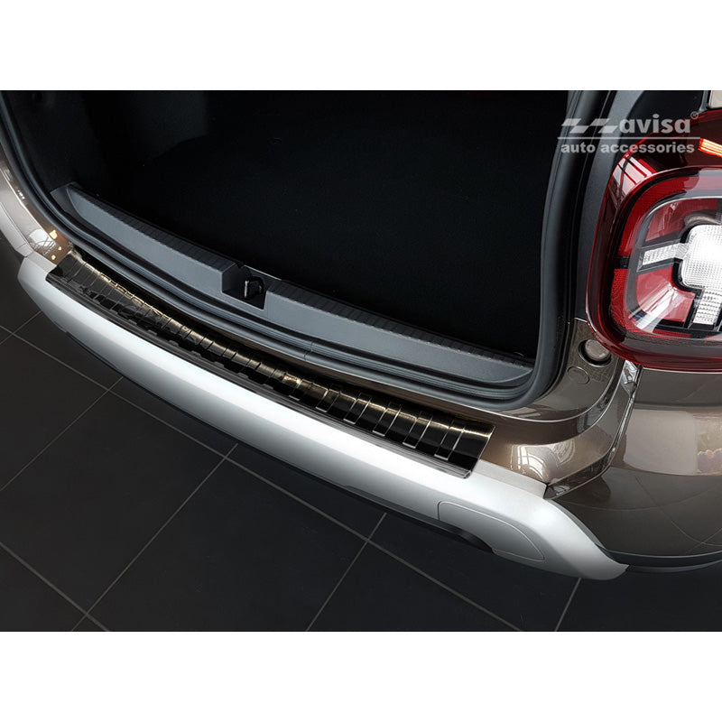 Avisa, Protection de pare-chocs arrière, Noir, acier inoxydable, convient à Dacia Duster II 2018-2021 & FL 2021-2024 'Ribs'