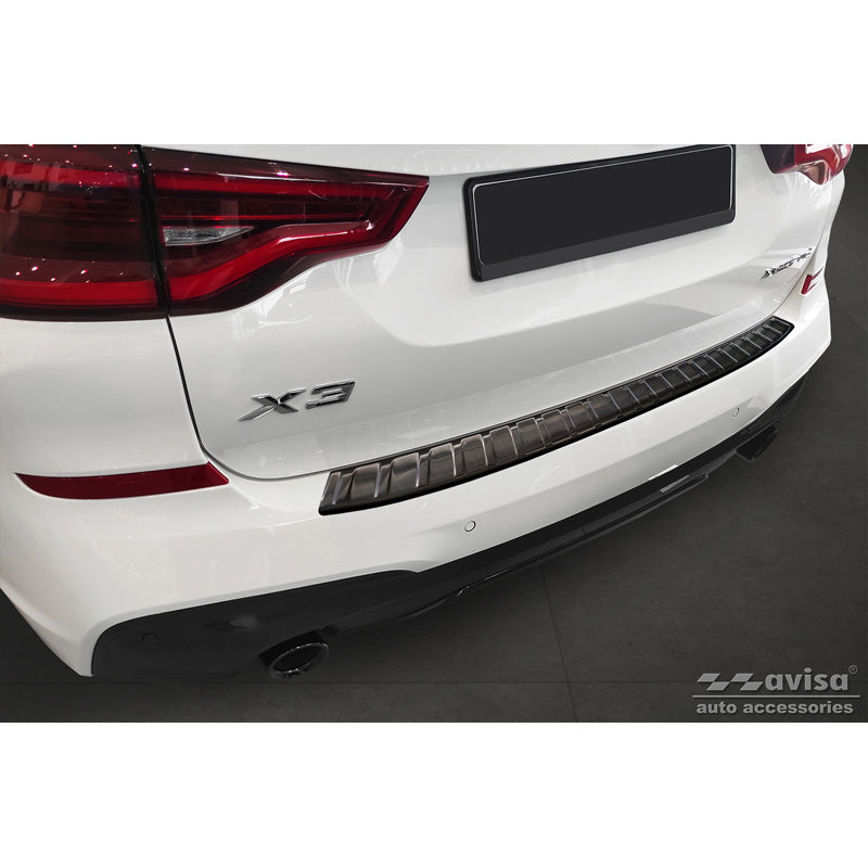 Avisa, Protection de pare-chocs arrière, Noir, acier inoxydable, convient à BMW X3 G01 M-Package 2017-2021 & Facelift 2021- Incl. M Competition 2019-2021 'Ribs'