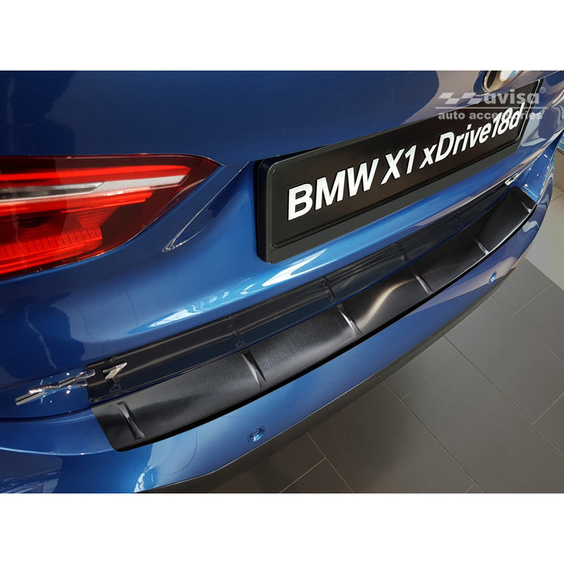 Avisa, Rear Bumper Protector, Black, Stainless Steel, Fits BMW X1 II F48 M-Package 2015-2022 'Ribs'