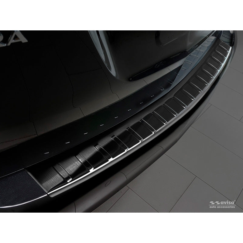 Avisa, Rear Bumper Protector, Black, Stainless Steel, Fits Opel Zafira C Tourer 2012-2016 & Facelift 2016- 'Ribs'