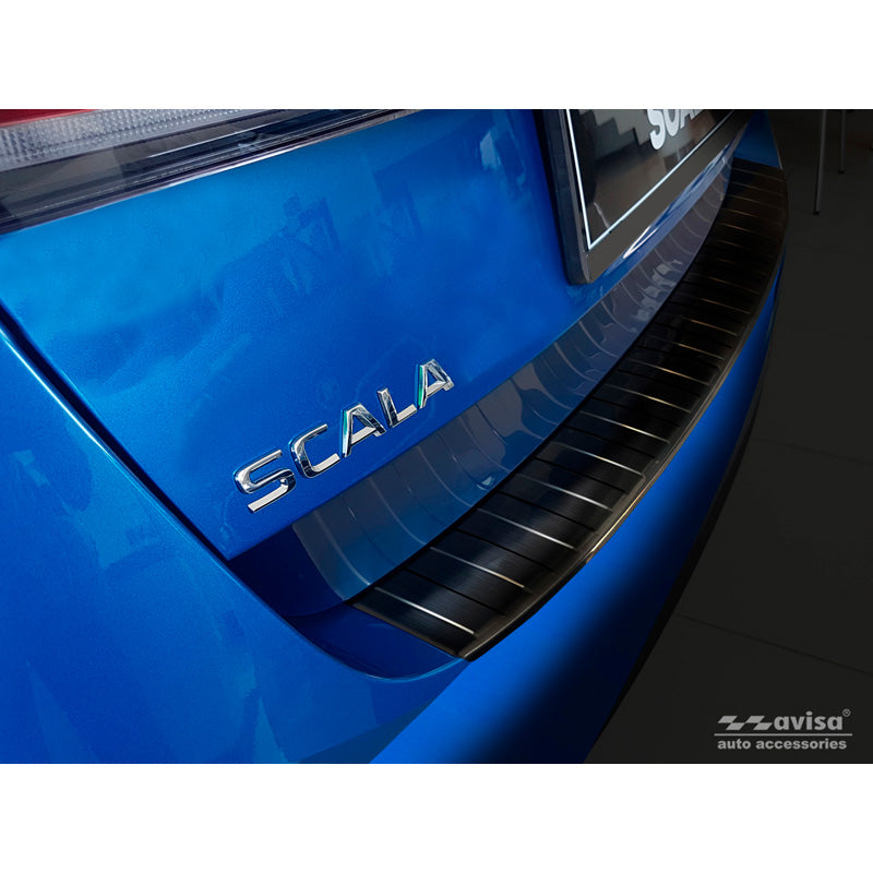 Avisa, Achterbumperbeschermer, Zwart, Roestvrij staal, past op Skoda Scala 2019-2024 & Facelift 2024- 'Ribs'