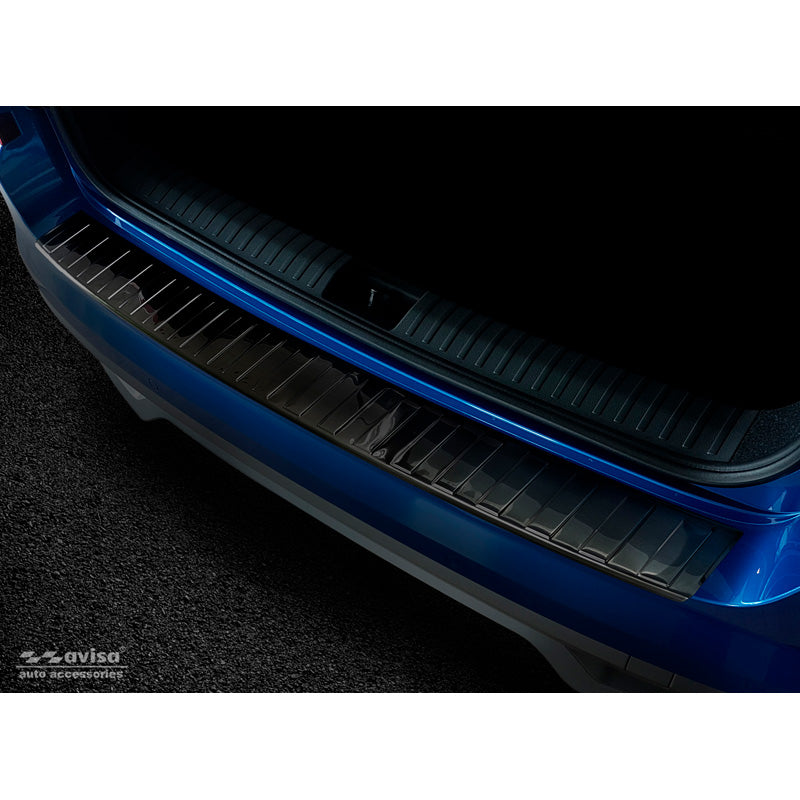 Avisa, Achterbumperbeschermer, Zwart, Roestvrij staal, past op Skoda Kamiq 2019- 'Ribben'