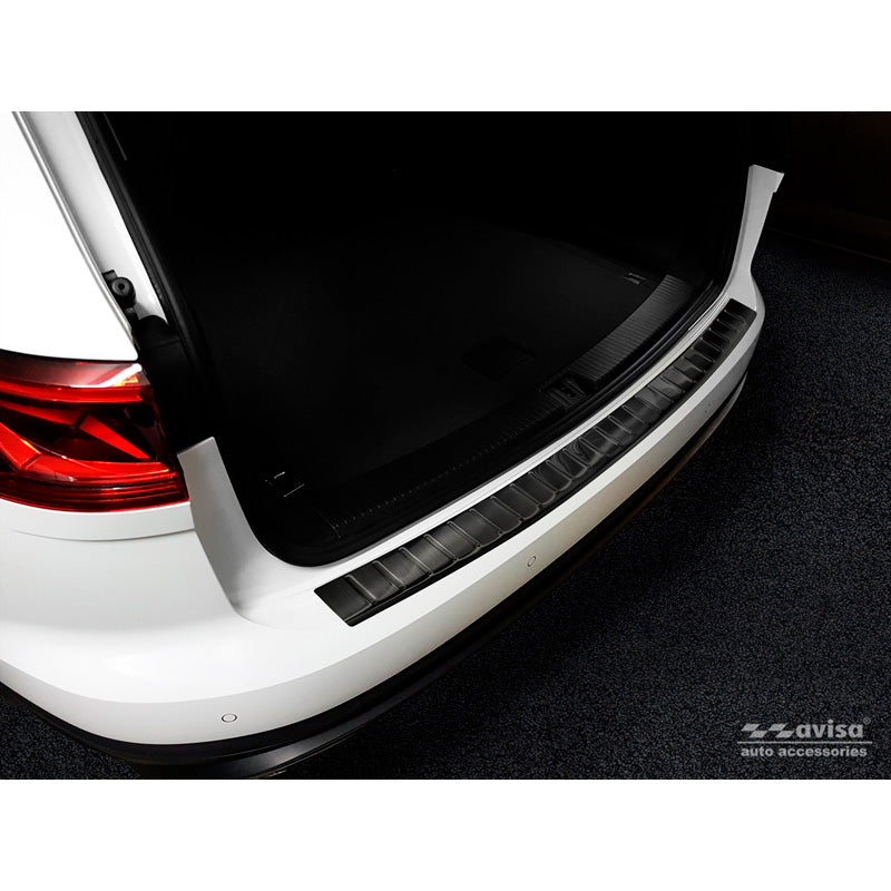 Avisa, Rear Bumper Protector, Black, Stainless Steel, Fits Volkswagen Touareg III (CR7) 2018- Incl. Facelift 'Ribs'
