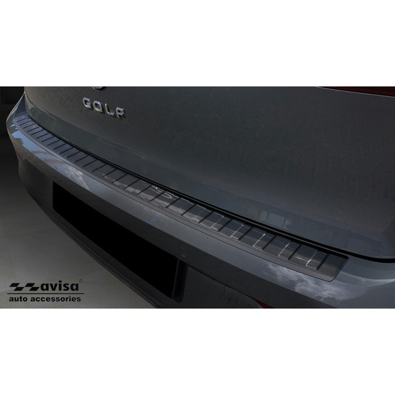 Avisa, Achterbumperbeschermlijst, Zwart, Roestvrij staal, past op Volkswagen Golf VIII HB 5-deurs 2020-2024 & FL 2024- 'Ribs'