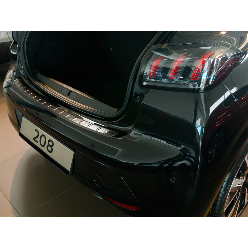 Avisa, Rear bumper protector, Black, Stainless steel, fits Peugeot 208 II HB 5-door 2019-2023 & FL 2023- 'Ribs'