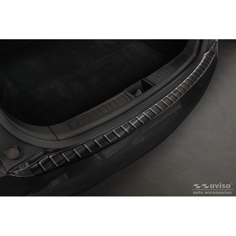 Avisa, Rear bumper protector, Black, Stainless steel, fits Tesla Model S 2012- 'Ribs'