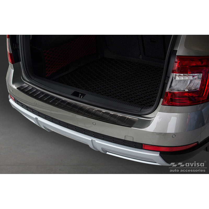 Avisa, Rear bumper protector, Black, Stainless steel, fits Skoda Octavia III Scout 2014-2020 'Ribs'