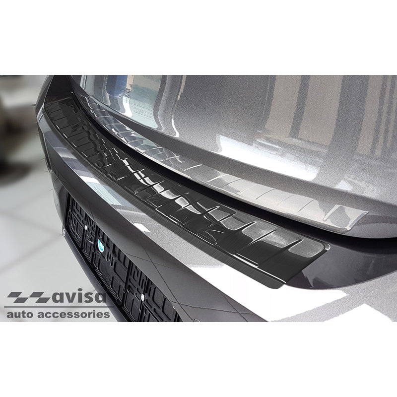 Avisa, Rear bumper protector, Black, Stainless steel, fits Opel Corsa F Edition/Elegance HB 5-door 2019- 'Ribs' (excl. Equipment Ultimate)