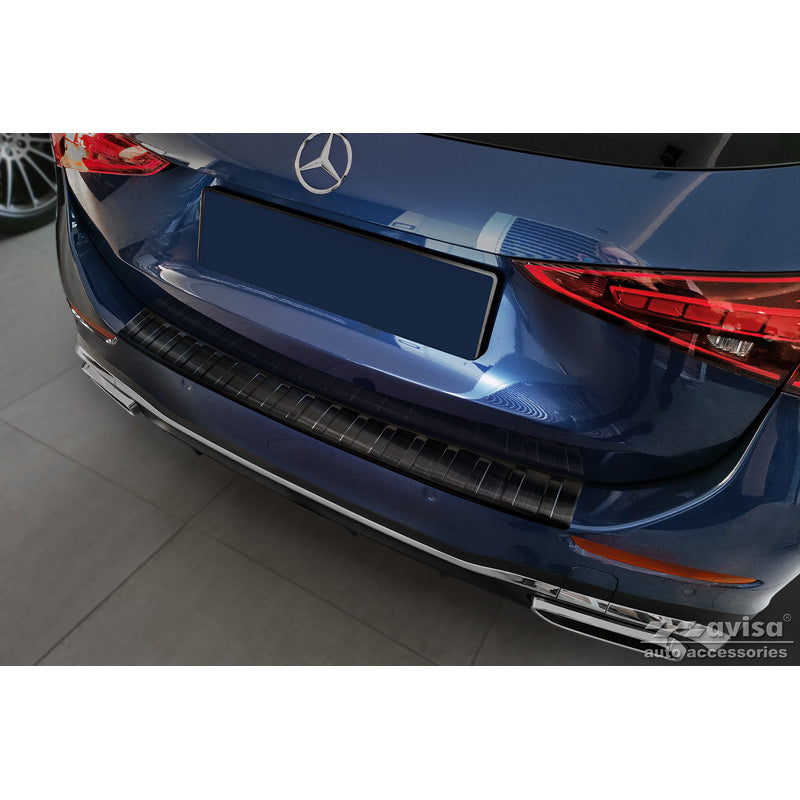 Avisa, Rear Bumper Protector, Black, Stainless Steel, Fits Mercedes C-Class AMG Estate S206 2021- 'Ribs'