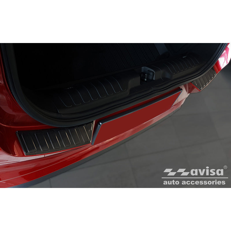 Avisa, Rear Bumper Protector, Black, Stainless Steel, Fits Ford Puma 2019- 'Ribs' (2-pieces)