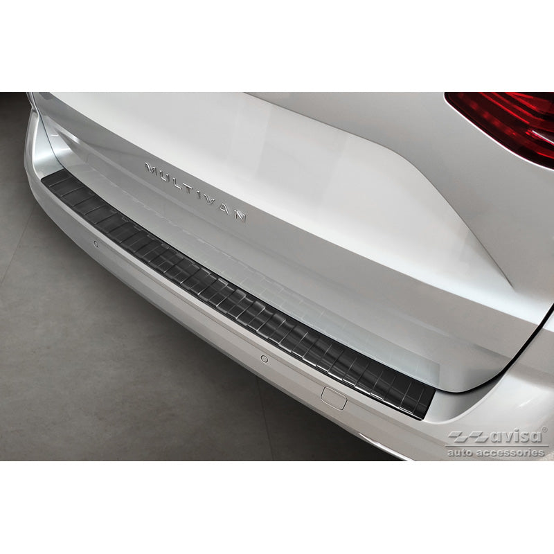 Avisa, Rear bumper protector, Black, Stainless steel, Fits Volkswagen Multivan T7 2021- 'Ribs'