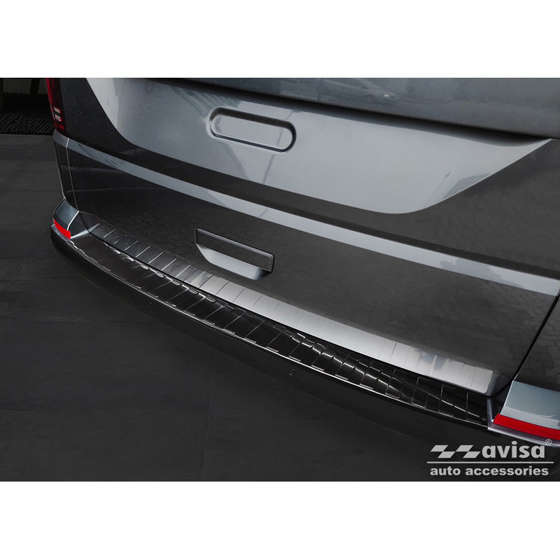 Avisa, Rear bumper protector, Black, Stainless steel, Fits Volkswagen Caravelle T6 2015- & FL 2019- (with rear hatch) 'Ribs'