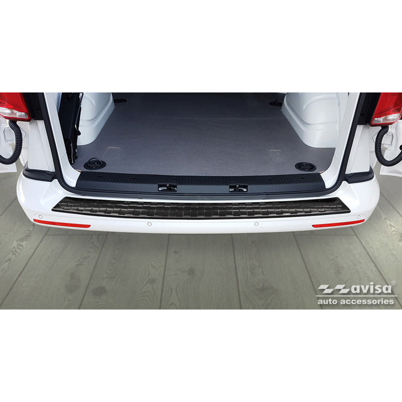 Avisa, protège-pare-chocs arrière, noir, acier inoxydable, compatible avec VW Transporter T5 2003-2015 (tous) & T6 2015- / FL 2019- (avec portes arrière) 'XL' 'Ribs'
