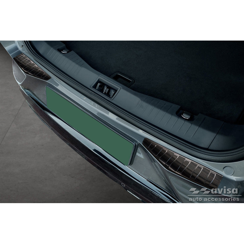 Avisa, Rear bumper protector, Black, Stainless steel, Fits Ford Mustang Mach-E 2020- 'Ribs' (2-piece)