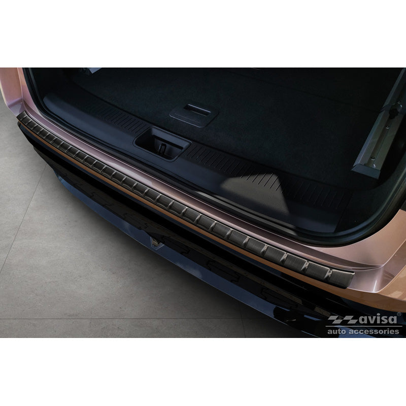Avisa, Rear bumper protector, Black, Stainless steel, Fits Nissan Ariya 2022- 'Ribs'