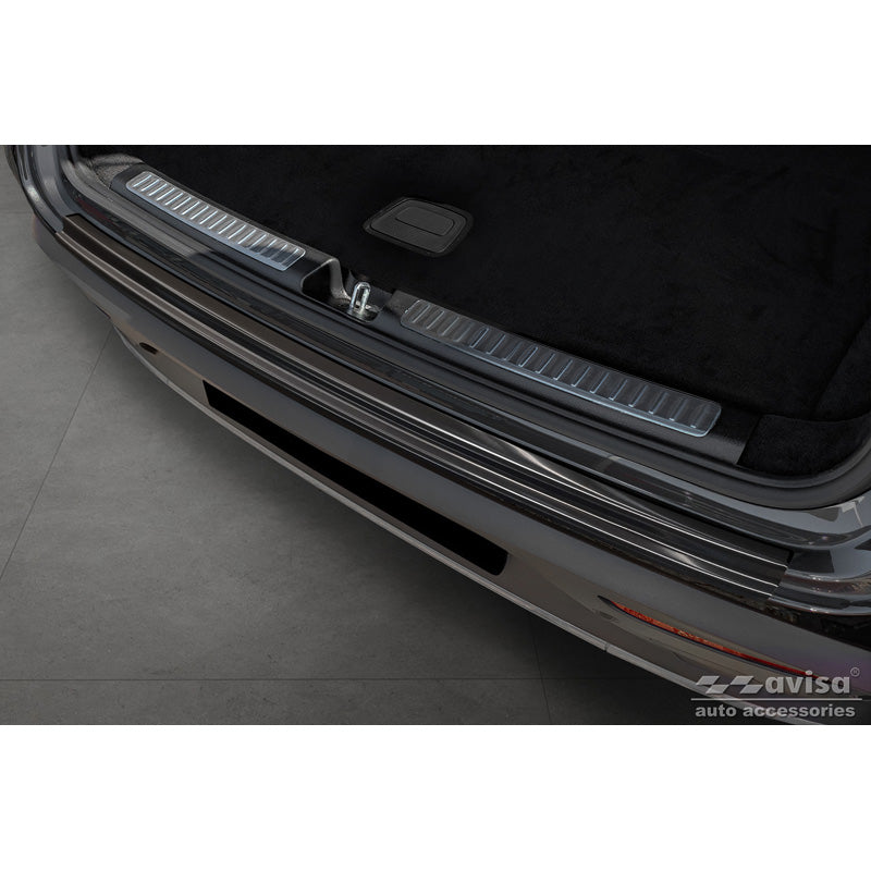 Avisa, Rear bumper protector, Black, Stainless steel, Fits Mercedes EQC (N293) 2019- 'Ribs'