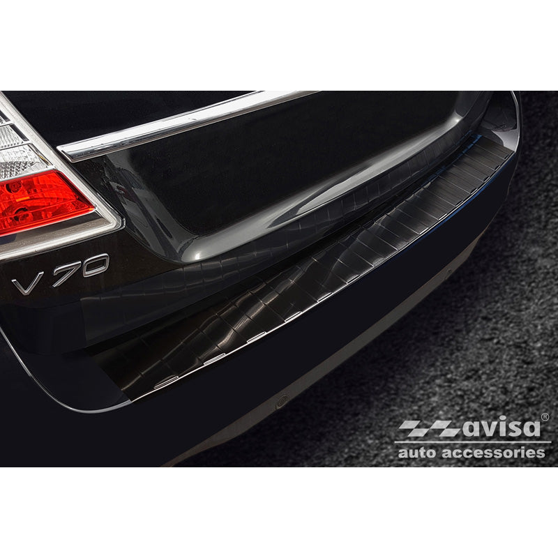 Avisa, Achterbumperbeschermer, Zwart, Roestvrij staal, geschikt voor Volvo V70 Facelift 2013-2016 'Ribs'