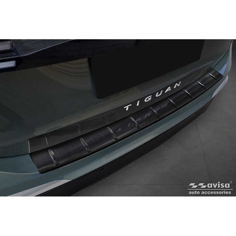 Avisa, Rear bumper protector, Black, Stainless steel, Fits Volkswagen Tiguan (CT1) 2024- 'Ribs'