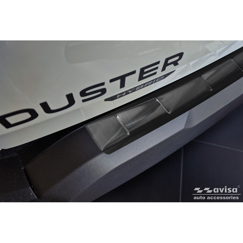 Avisa, protection de pare-chocs arrière, acier inoxydable, noir, Fits pour Dacia Duster III (2024-), « Ribs »
