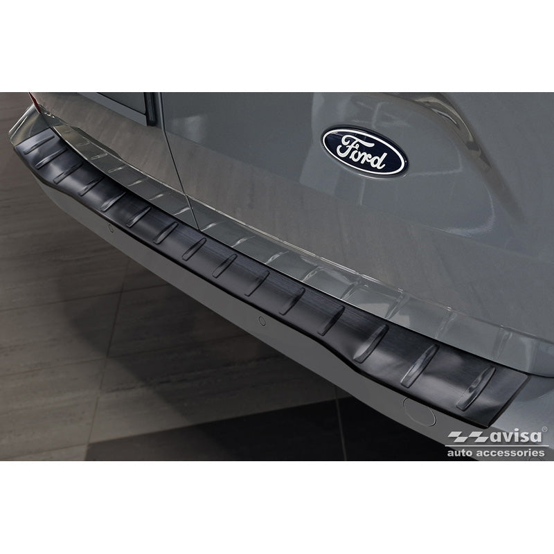 Avisa, Rear Bumper Protector, Black, Stainless Steel, Fits Ford Transit Custom & Tourneo Custom 2023- 'Ribs'