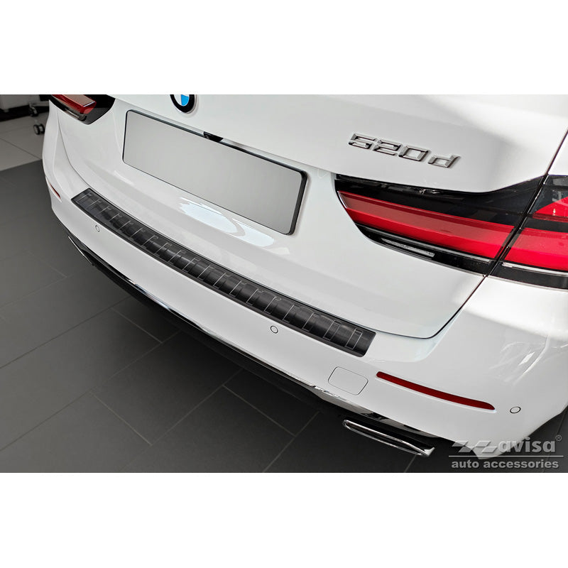 Avisa, protection de pare-chocs arrière, noir, acier inoxydable, compatible avec BMW 5-Series G31 Touring restylage 2020- sauf M-Sport 'Nervures'