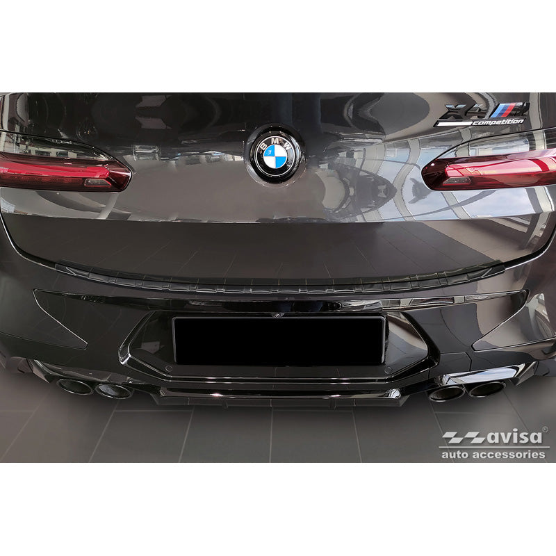 Avisa, Achterbumperbeschermer, Zwart, roestvrij staal, past op BMW X4 G02/F98 M Competition Facelift 2021- 'Ribben'