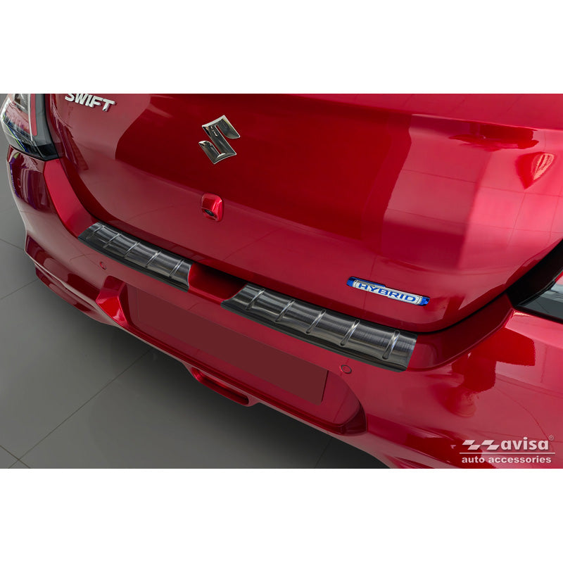Avisa, Rear Bumper Protector, Black, Stainless Steel, Fits Suzuki Swift VI (2024-), 'Ribs'